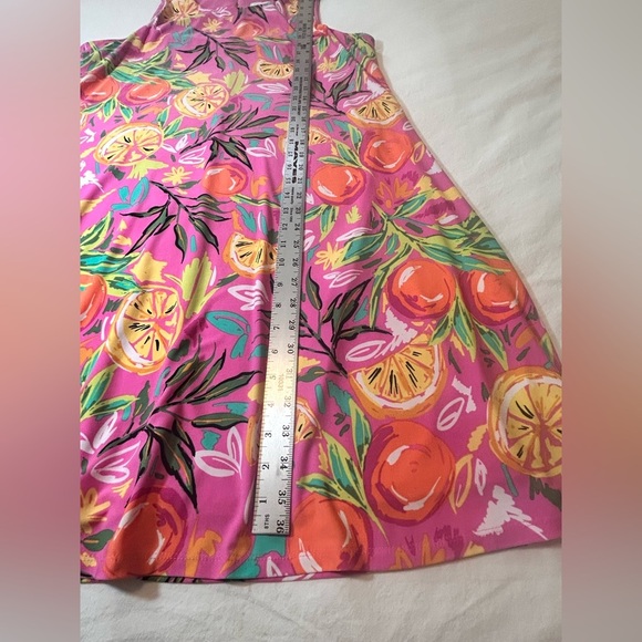 Papagallo Sleeveless Swing Dress Citrus Print Size Large Flowy A Line EUC - Picture 4 of 12